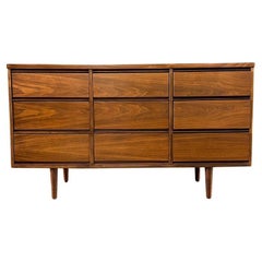 Newly Refinished - Mid-Century Modern 9-Drawer Walnut Dresser