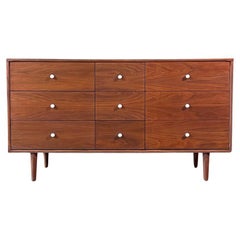 Newly Refinished - Mid-Century Modern 9-Drawer Walnut Dresser