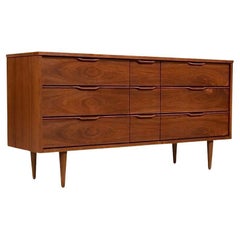 Newly Refinished - Mid-Century Modern 9-Drawer Walnut Dresser