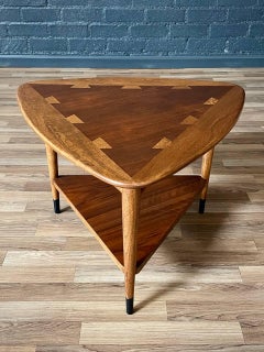 Newly Refinished - Mid-Century Modern “Acclaim” Triangular Tier Side Table