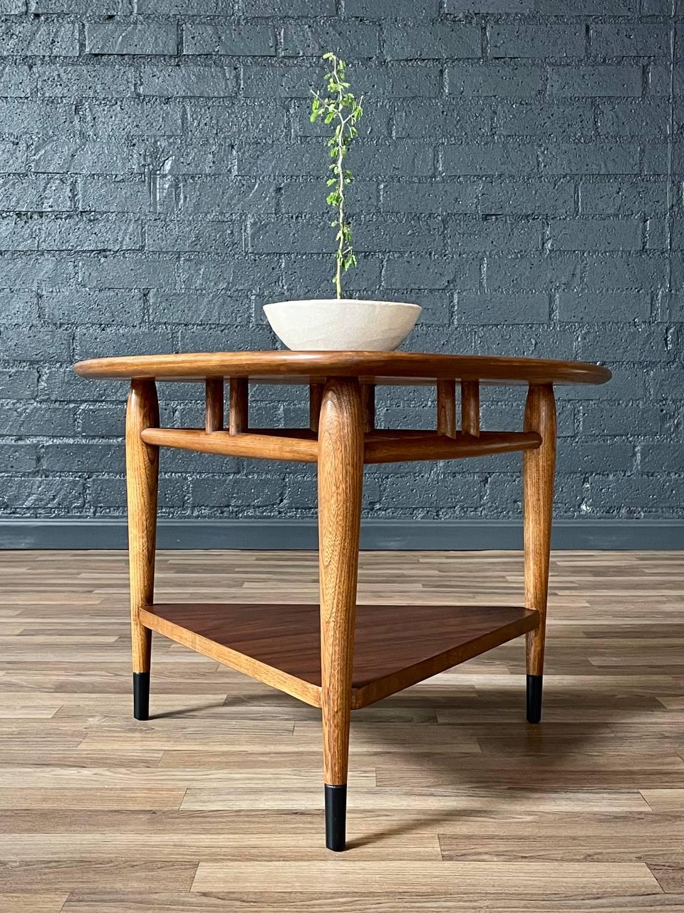 American Newly Refinished - Mid-Century Modern “Acclaim” Triangular Tier Side Table