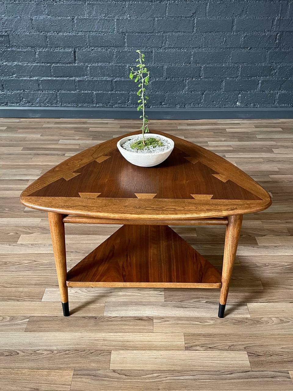 Mid-20th Century Newly Refinished - Mid-Century Modern “Acclaim” Triangular Tier Side Table