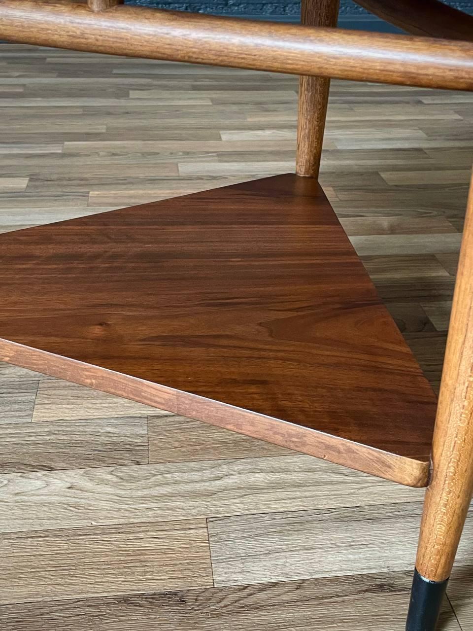 Newly Refinished - Mid-Century Modern “Acclaim” Triangular Tier Side Table 2