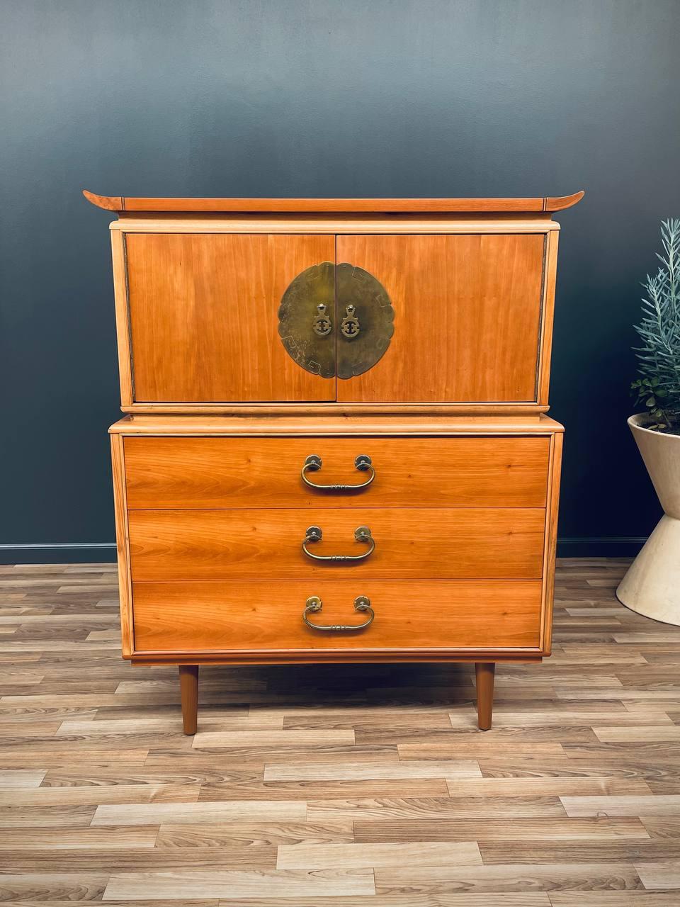 American Newly Refinished - Mid-Century Modern “Amerasia” Style Highboy Dresser For Sale