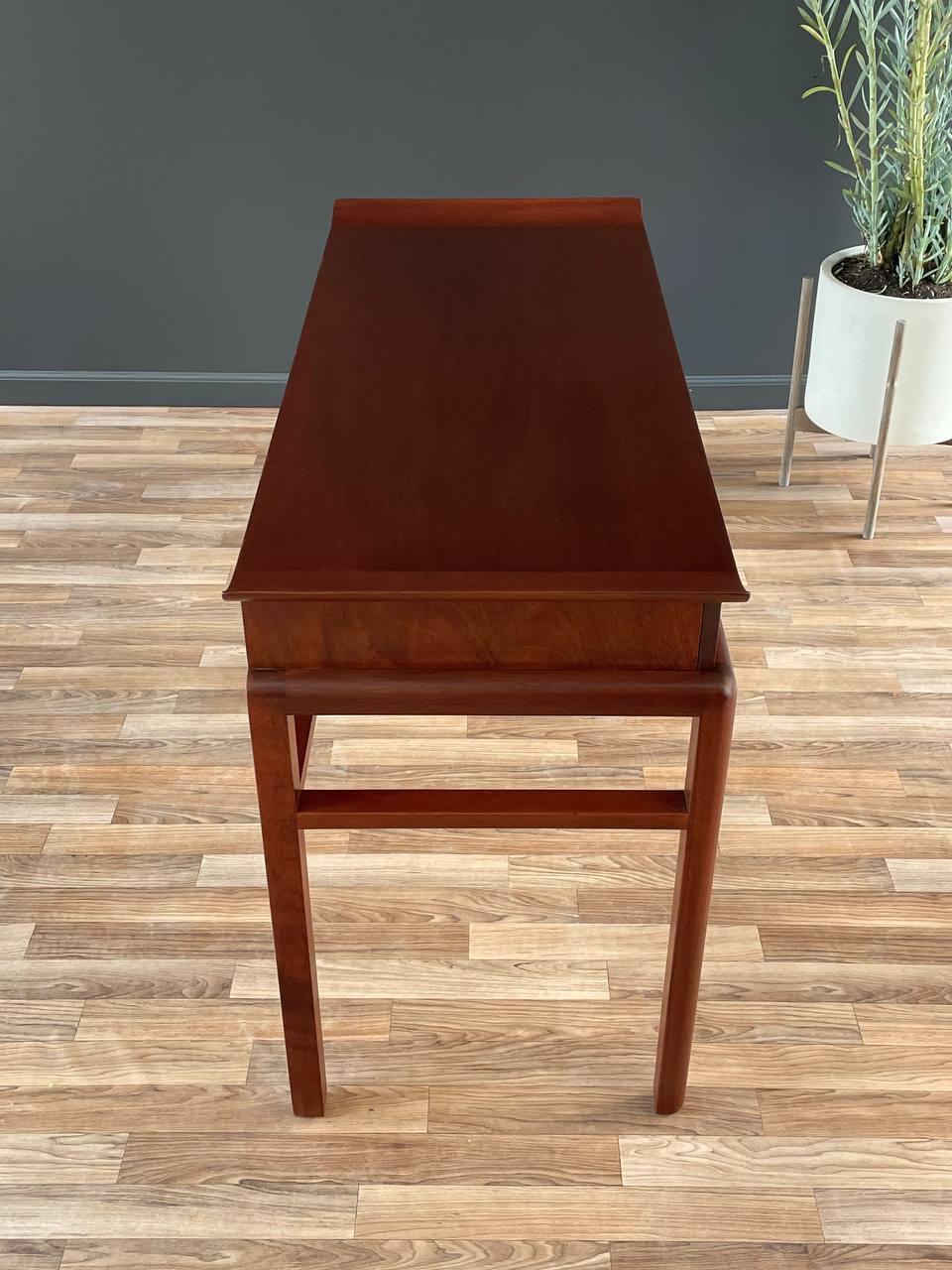 Newly Refinished - Mid-Century Modern Asian-Style Walnut Console Table  For Sale 1