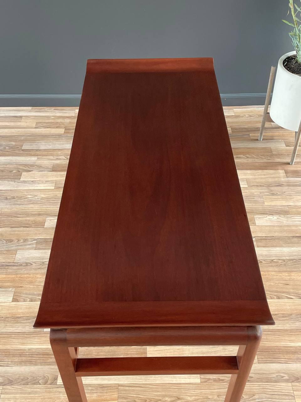 Newly Refinished - Mid-Century Modern Asian-Style Walnut Console Table  For Sale 2