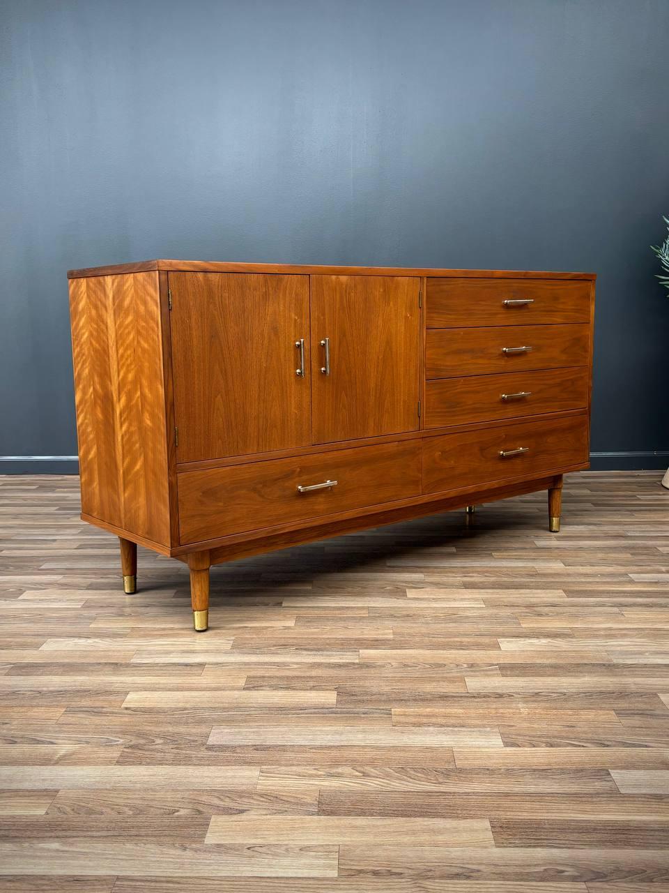 American Newly Refinished - Mid-Century Modern “Biscayne” Walnut Credenza by Drexel For Sale