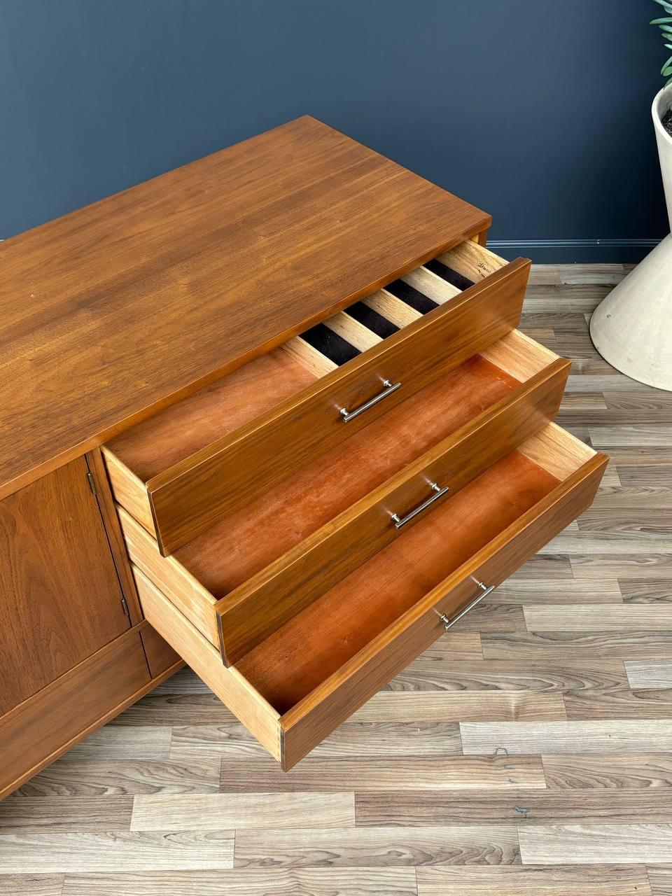 Newly Refinished - Mid-Century Modern “Biscayne” Walnut Credenza by Drexel 2