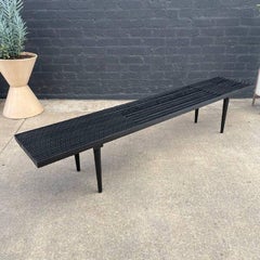 Newly Refinished - Mid-Century Modern Black Slatted Bench or Coffee Table