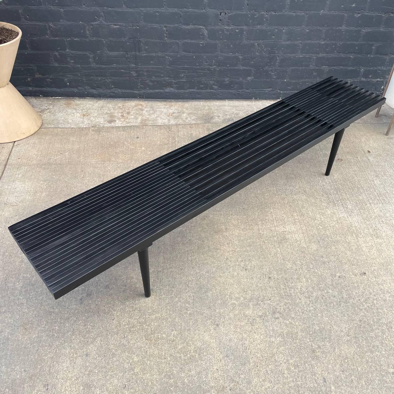 black slat bench