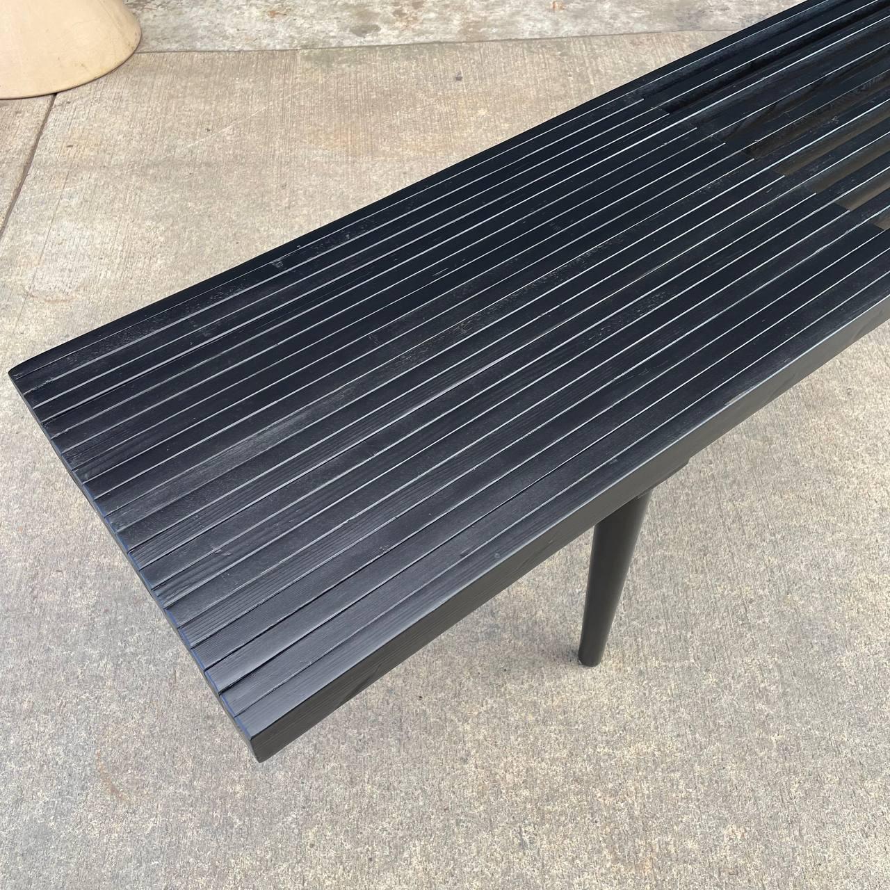 American Newly Refinished - Mid-Century Modern Black Slatted Bench or Coffee Table