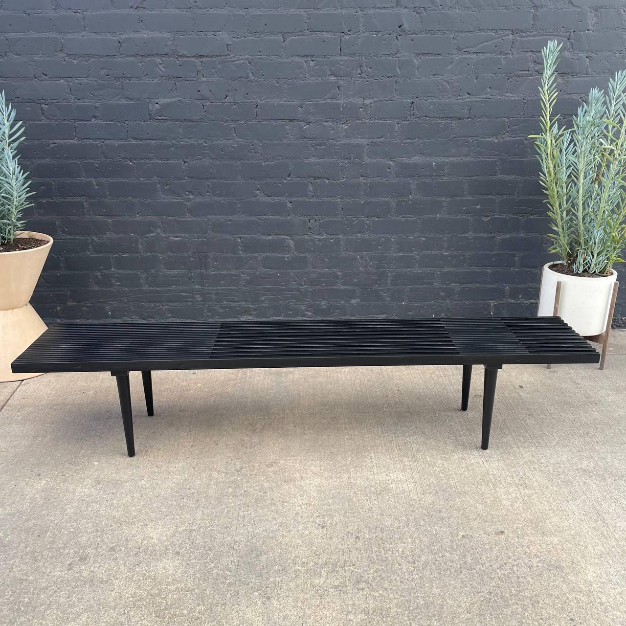 Mid-20th Century Newly Refinished - Mid-Century Modern Black Slatted Bench or Coffee Table