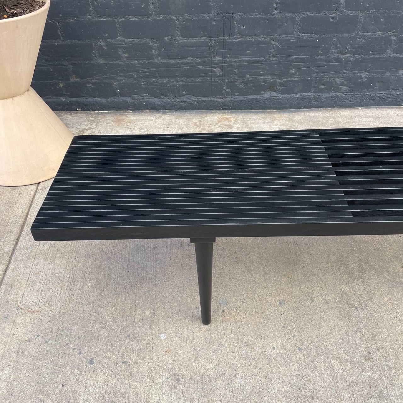Wood Newly Refinished - Mid-Century Modern Black Slatted Bench or Coffee Table