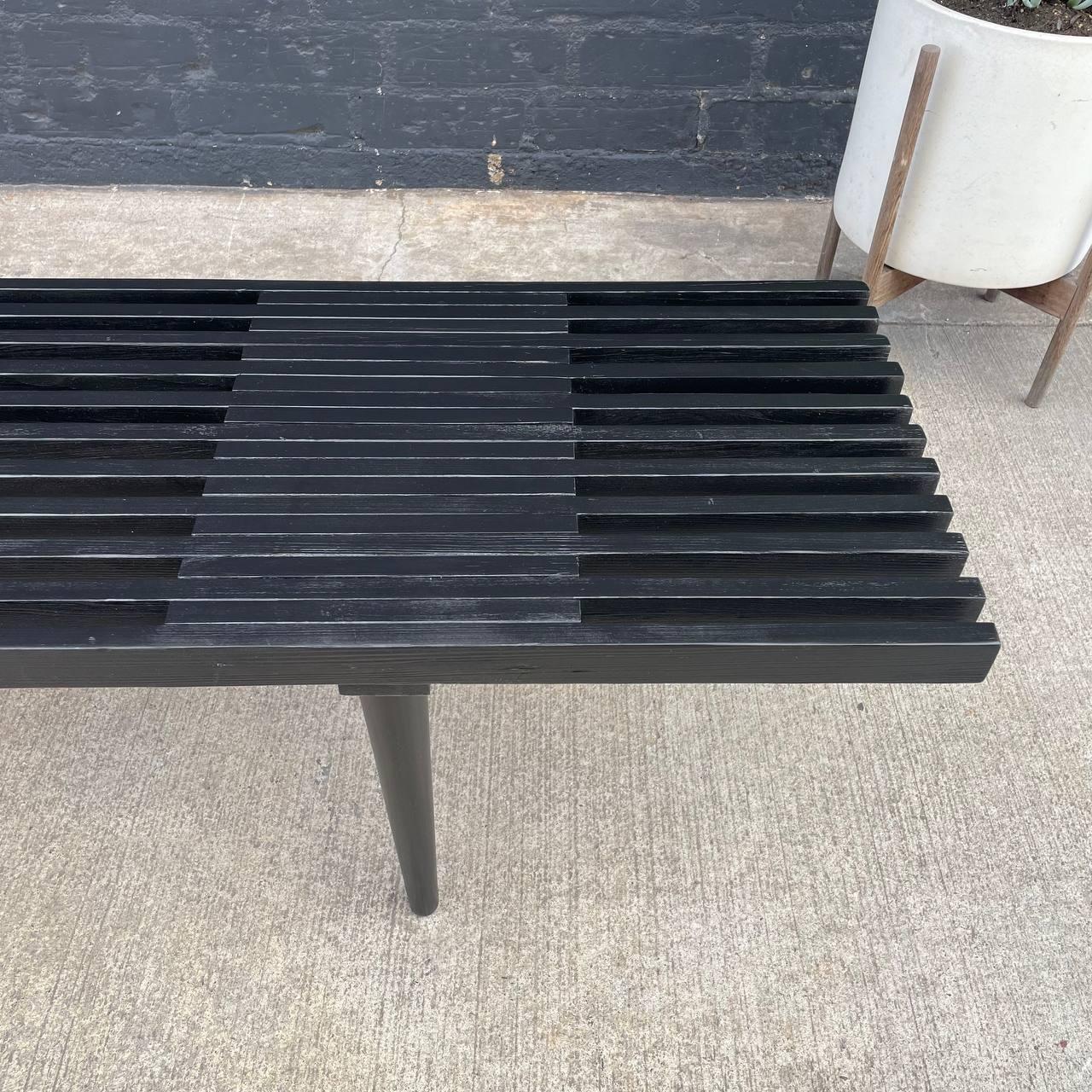 Newly Refinished - Mid-Century Modern Black Slatted Bench or Coffee Table 1