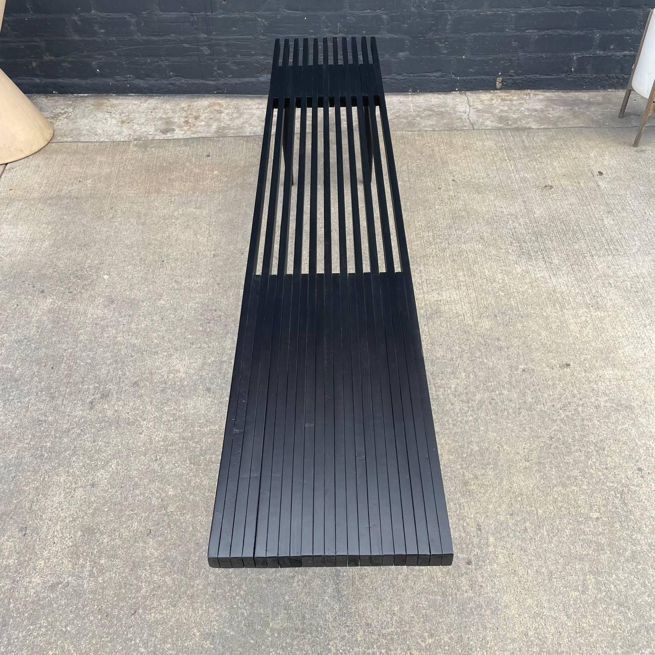 Newly Refinished - Mid-Century Modern Black Slatted Bench or Coffee Table 2
