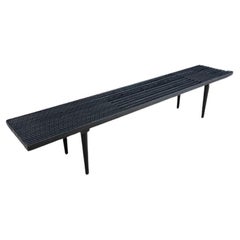 Newly Refinished - Mid-Century Modern Black Slatted Bench or Coffee Table