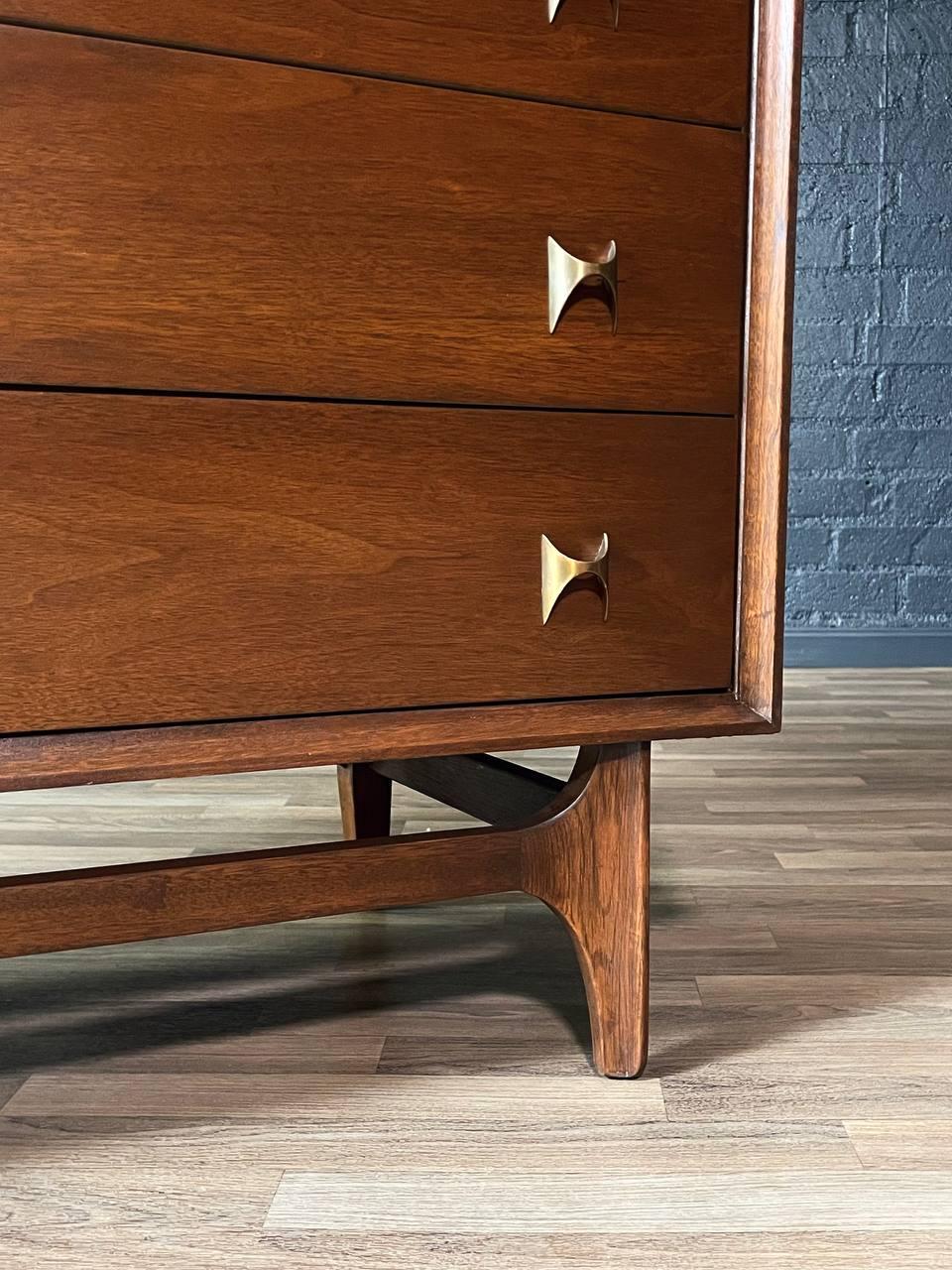Newly Refinished - Mid-Century Modern “Brasilia” Highboy Dresser by Broyhill For Sale 2