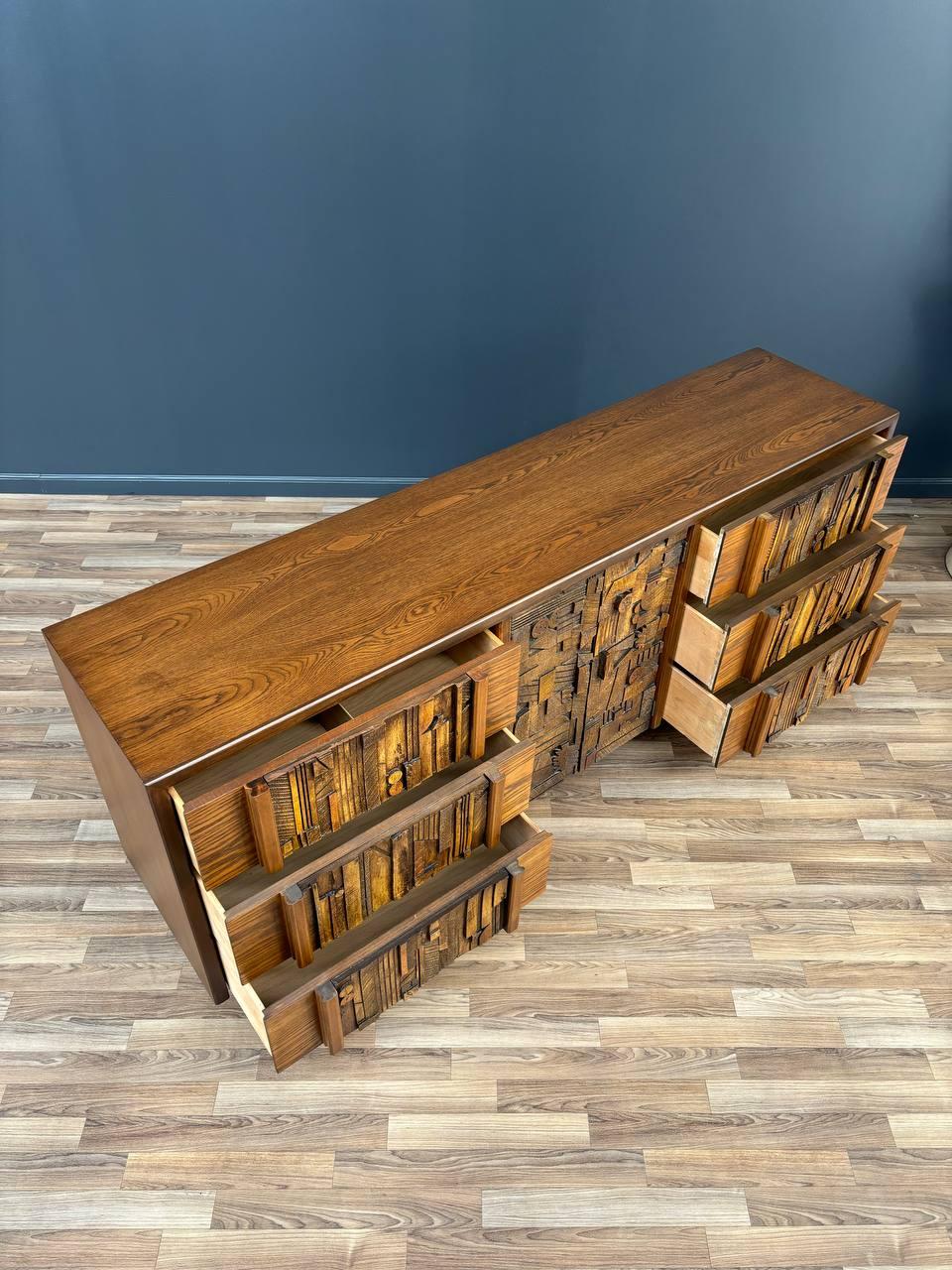 Newly Refinished - Mid-Century Modern Brutalist Dresser by Lane In Excellent Condition In Los Angeles, CA