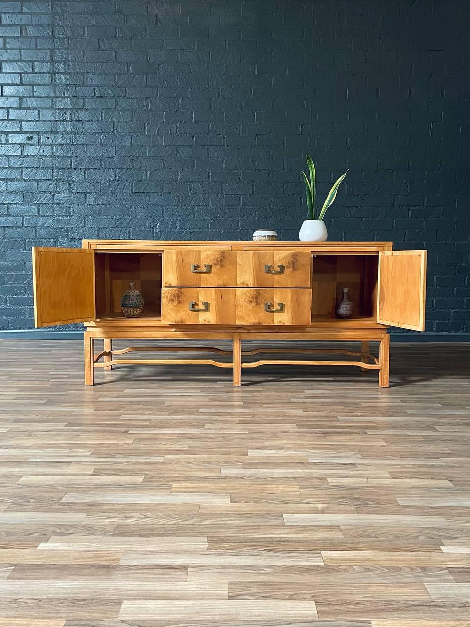 Newly Refinished - Mid-Century Modern Burlwood Credenza by Ray See for SeeMar For Sale 2