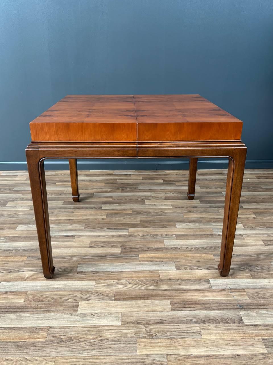 American Newly Refinished - Mid-Century Modern Burlwood Expanding Butterfly Dining Table  For Sale