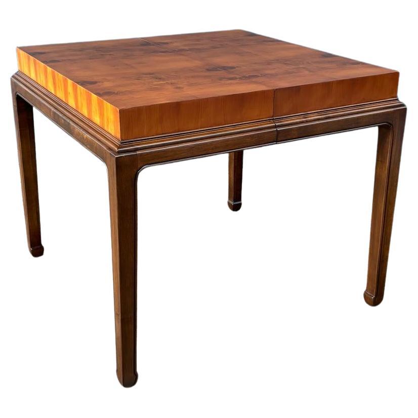 Newly Refinished - Mid-Century Modern Burlwood Expanding Butterfly Dining Table 