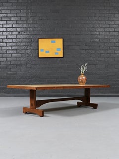 Newly Refinished - Mid-Century Modern Butter Yellow Ceramic Tile Coffee Table