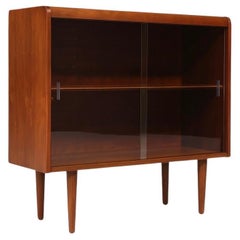 Newly Refinished - Mid-Century Modern Cabinet w/ Glass Doors