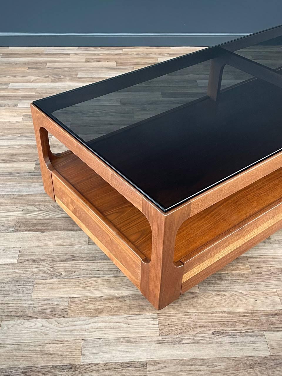 Smoked Glass Newly Refinished- Mid-Century Modern Coffee Table by John Keal for Brown Saltman