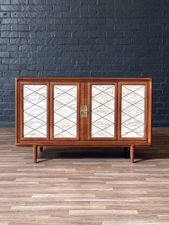 Appena rifinita - Credenza moderna di metà secolo in pietra travertino, porte a due ante