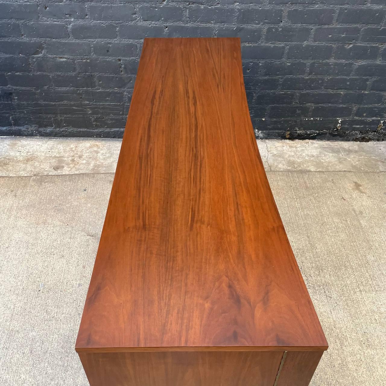 Newly Refinished - Mid-Century Modern Curved-Front Walnut Credenza 2