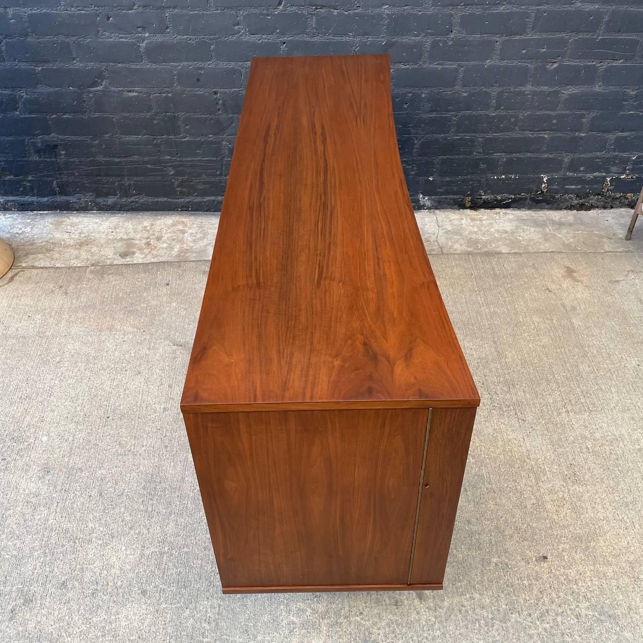 Newly Refinished - Mid-Century Modern Curved-Front Walnut Credenza 3