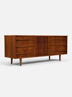 Newly Refinished - Mid-Century Modern Curved-Front Walnut Dresser