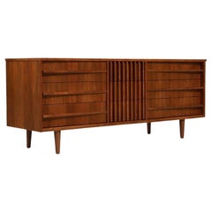 Newly Refinished - Mid-Century Modern Curved-Front Walnut Dresser