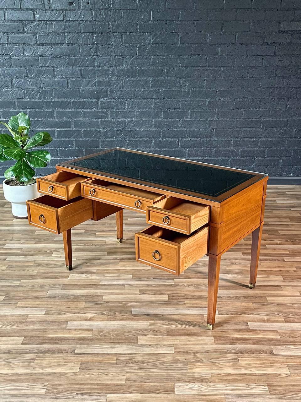 Mid-20th Century Newly Refinished - Mid-Century Modern Desk w/ Leather Top by Milling Road For Sale