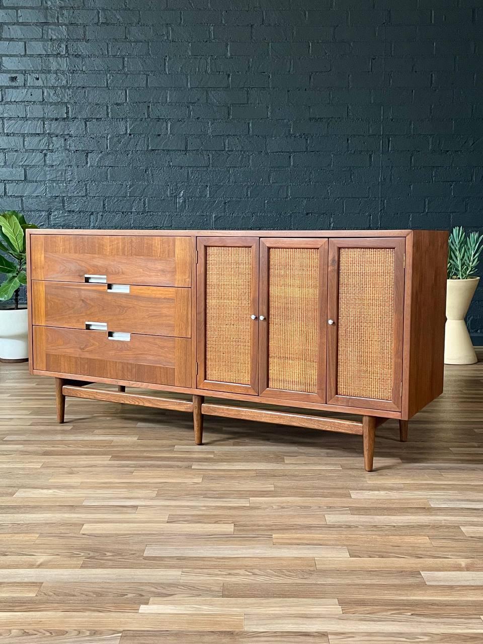 American Newly Refinished - Mid-Century Modern Dresser by Merton Gershun w/ Cane Doors