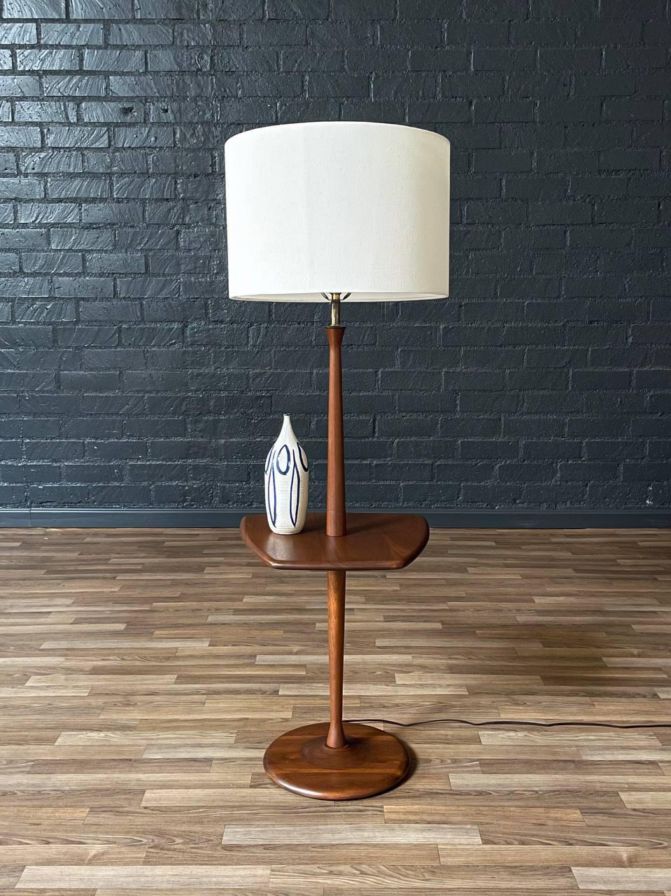 American Newly Refinished - Mid-Century Modern Floor Lamp w/ Side Table by Laurel For Sale