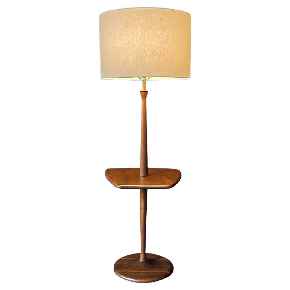 Newly Refinished - Mid-Century Modern Floor Lamp w/ Side Table by Laurel For Sale