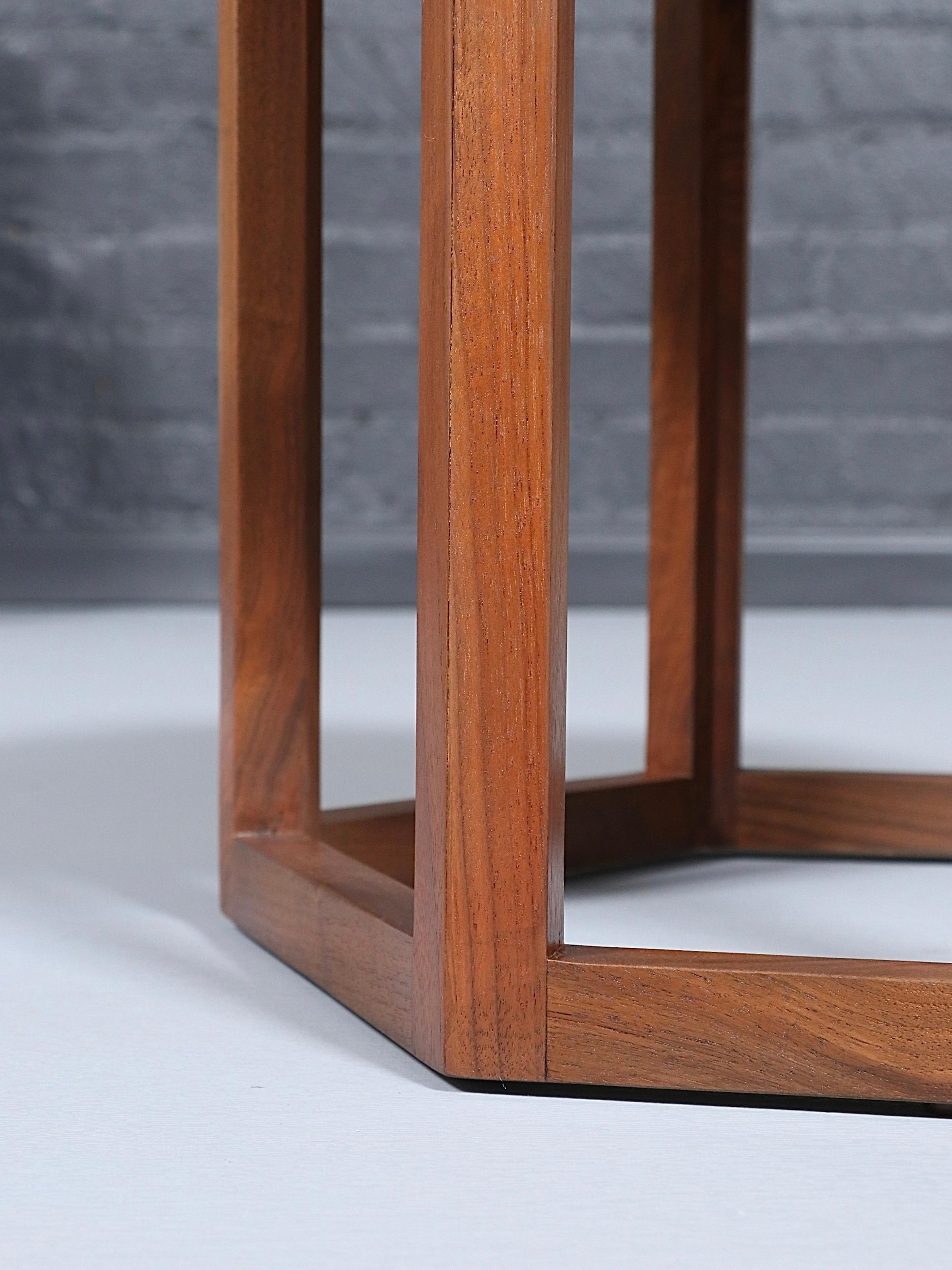 Newly Refinished - Mid-Century Modern Hexagonal Walnut Side Table For Sale 4