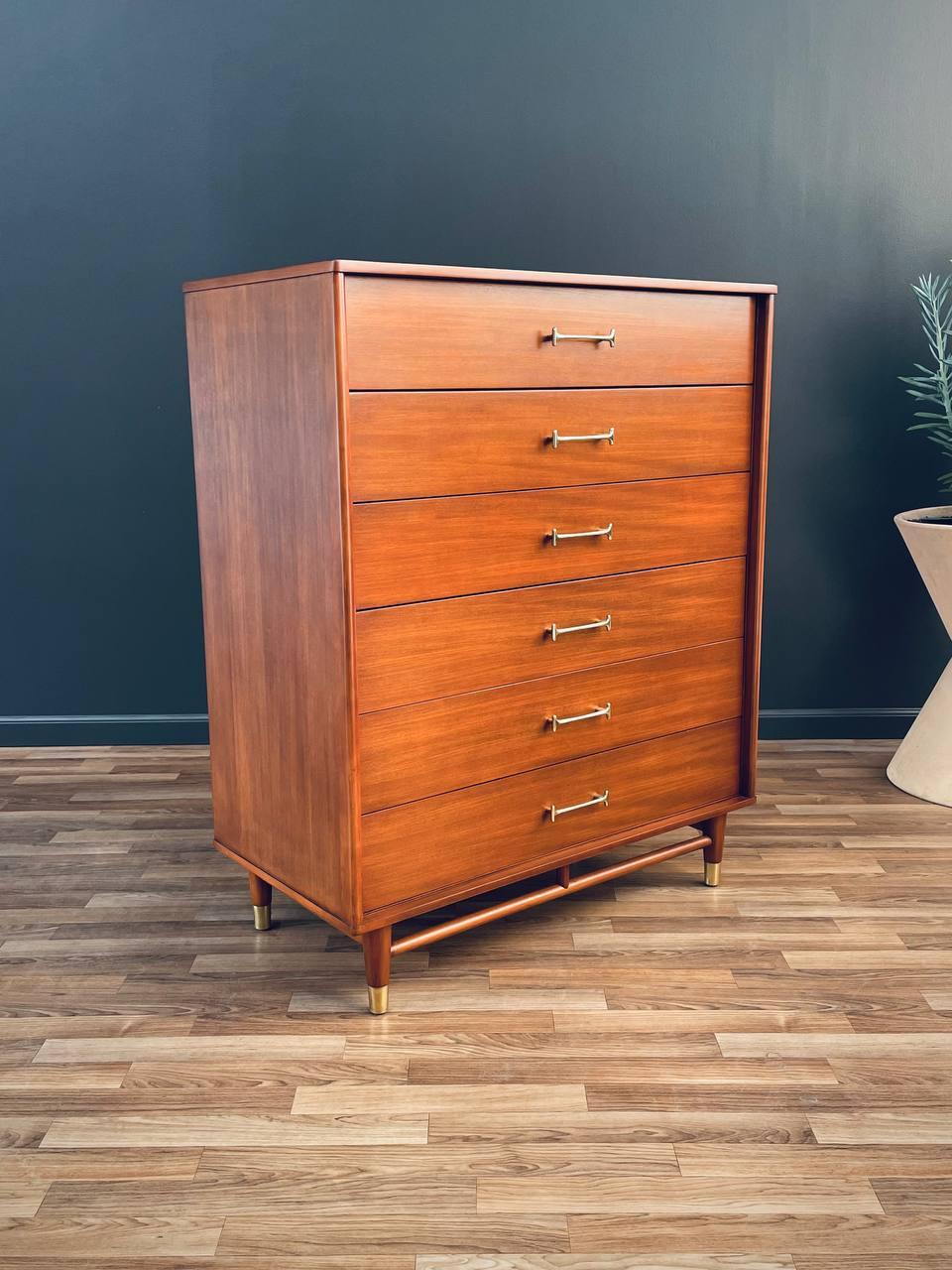 Newly Refinished- Mid-Century Modern Highboy Dresser by Milo Baughman for Drexel In Excellent Condition In Los Angeles, CA