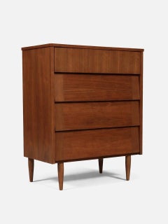 Newly Refinished - Mid-Century Modern Highboy Dresser w/ Slatted Drawers