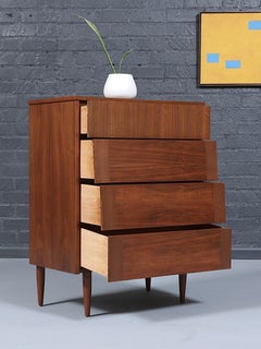 Newly Refinished - Mid-Century Modern Highboy Dresser w/ Slatted Drawers