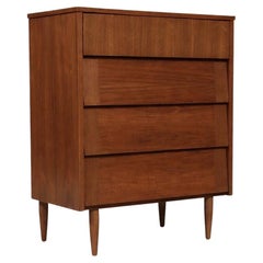 Newly Refinished - Mid-Century Modern Highboy Dresser w/ Slatted Drawers