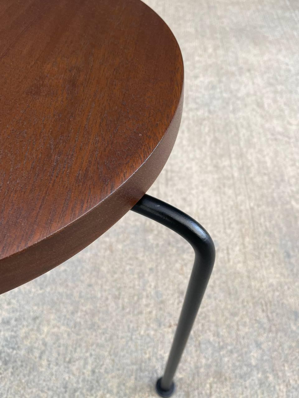 Newly Refinished - Mid-Century Modern & Iron Tri-Leg Side Table 1