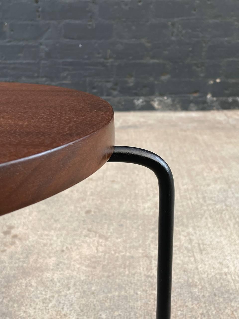 Newly Refinished - Mid-Century Modern & Iron Tri-Leg Side Table 2