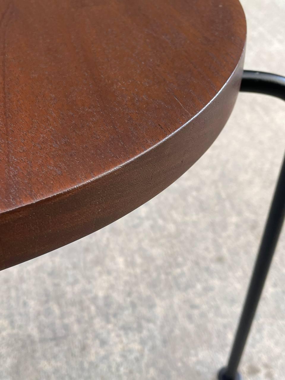 Newly Refinished - Mid-Century Modern & Iron Tri-Leg Side Table 3