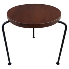 Newly Refinished - Mid-Century Modern & Iron Tri-Leg Side Table