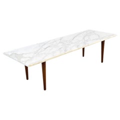 Newly Refinished - Mid-Century Modern Italian Carrara Marble Top Coffee Table