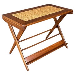 Newly Refinished - Mid-Century Modern Magazine Rack Side Table w/ Cork Top