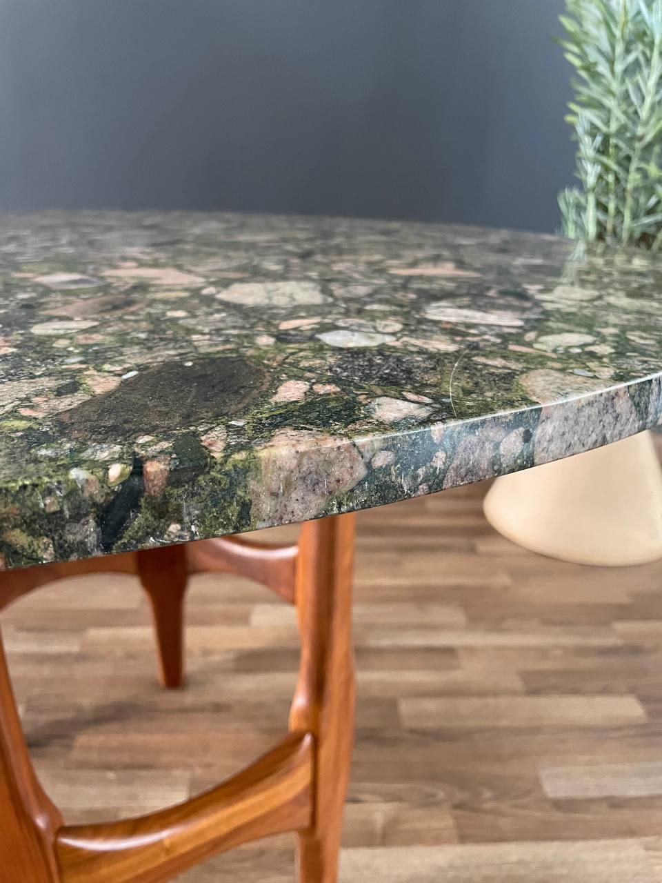 Newly Refinished - Mid-Century Modern Marble Stone & Walnut Dining Table 3
