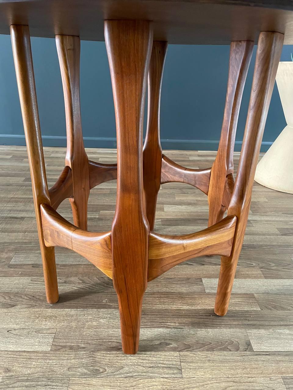 Newly Refinished - Mid-Century Modern Marble Stone & Walnut Dining Table 4